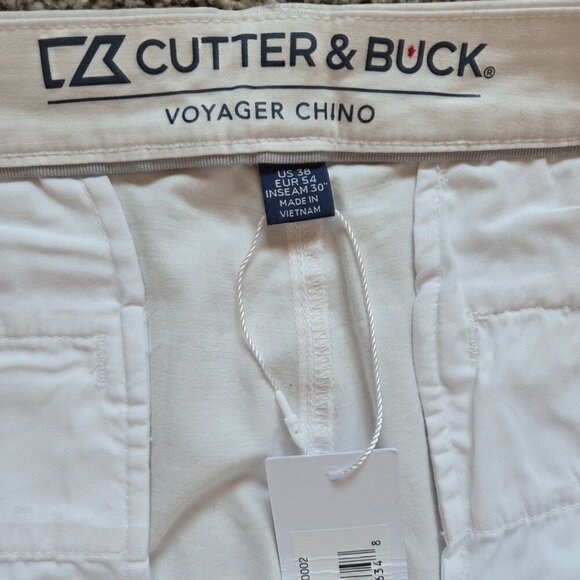 Cutter and Buck Voyager Chino Pants Mens 38x30 White Preppy Tenniscore New NWT - Picture 3 of 7